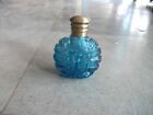 Vintage Blue Heavy Cut Glass Victorian Perfume Bottle  Collectible