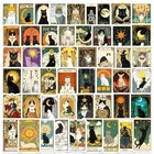 50pcs Cute Witch Stickers - Vintage Gothic Astrology Kitty Cards  Cat Tarot
