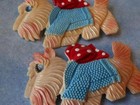 2 Vintage Celluloid Scottie Wesley Dog Terrier Sweater Pin Brooch Occupied Japan