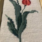 Vintage Needlepoint Floral Tulips  Pink And Red 15x7