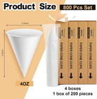800 Pcs 4 Oz Paper Cone Cups Thicken Disposable Cone Cups For Shaved Ice  Slushi
