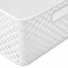 4 Piece White Decorative Plastic Storage Basket Set Home Organizer Bins