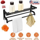 2-tier Bathroom Towel Rack Holder Wall Mount Rail Hotel Toilet Shower Organizer