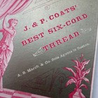 J p Coats Thread Trade Card Silver Gilt 1880 Sewing Machine Needle Chart Antique