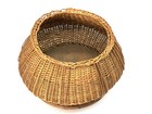 Vtg Hand Woven Round Willow Gathering Basket Rustic Cottage Farmhouse Read