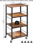 Rolling Kitchen Cart Industrial Serving Cart 4 Tier Wood Utility Island On Wh   