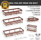 Adhesive Shower Caddy Organizer Shelves Rack - 5 Pack Corner Bathroom Storage 