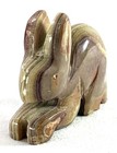 Vintage Carved Polished Onyx Marble Stone Bunny Rabbit Figure Sculpture Statue