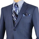 Vinci Men s Blue Textured Weave 2-button Classic-fit Suit - New