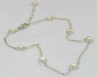 White Cultured Seed Pearl   Sterling Silver Tin Cup Anklet 12 -14  Or Necklace