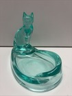 Unique Vintage Mid Century Hard Plastic Cat Dresser Dish  Mint Green