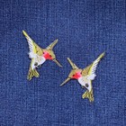 2-pack Hummingbird Applique Patch Set - Green Red Pink Bird Embroidered Badges