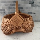 Buttocks Basket God s Eye Hand Woven Vintage Splint W Oak Handle Primitive Butt