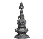 Antique 18th   19th C Tibetan Chinese Bronze Stupa Reliquary Hand-carved Shrine