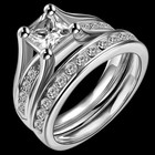 Jewelers Stainless Steel Princess Cut Wedding Engagement Ring Set Anniversary   