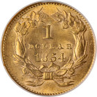 1854-p Type 2 Indian Princess Gold  1 Ngc Ms63 Great Eye Appeal Nice Strike