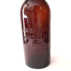 Antique Lion Brewery Cincinnati Ohio Amber Embossed Glass Beer Bottle Sb   G Co 