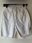 Nwt Ymi Dream Collection White Distressed Bermuda Denim Shorts Size 3 26