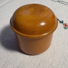 Vintage Asian Turned Wood Lidded Trinket Box Amber Lacquer Small Round Container