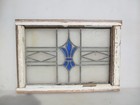 Antique Stained Glass Window Panel Vintage Old Wooden Art Deco 26 5 x18 25 