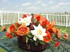 Orange Lily Silk Flower Arrangement Wicker Basket Spectacular Custom Designs 