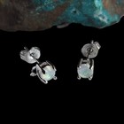 925 Sterling Silver 4mm Natural  White Fire Opal Dainty Basket Stud Earrings