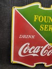 Porcelain Coca Cola Fountain Service Enamel Metal Sign Plate Size 24  X 22  Inch