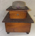 Antique Shaker Two Tier Wooden Sewing Box Thread Pin Cushion Scrimshaw Old Paint