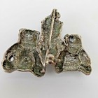 Christmas Brooch Jewelry Pin 3 Bears Gems Gemstones Pewter Vintage Fashion
