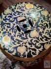 Vintage Late 20th Century Large Chinoiserie Black Gold Porcelain Garden Stool