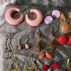 Pink red Vintage Modern Costume Earring Mix Lot 23pc Multicolor Dangle stud Read