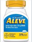 Aleve Pain Reliever  220mg 270 Caps 12hr  Value Size  Free Ship sealed  Last 3  