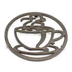 Coffee Cup Trivet Cast Iron Rustic Antique Style Hot Pot Plate Holder Round 7 In