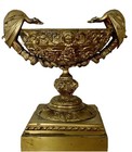 Antique French Empire Ormolu Bronze Tazza Urn Dragon Handles 19th Century