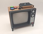 Retro 1970s-80s Tv With Atari Video Game System Miniature Diorama