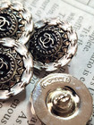 Chanel Buttons Shank Black Silver White Round 20 Mm Set Of 5