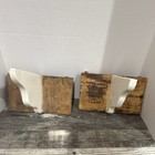 Pair Wood Corbels Shelf Brackets White Metal Supports Brown Backing Salvage
