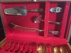Vintage Bronze And Rosewood Appetizer And Dessert Serving Flatware Set