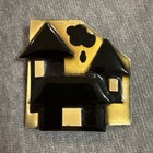 Vtg Lot Of 5 Signed House Pins By Lucinda Pin Brooch Mixed Media Art Design