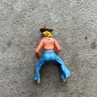 Mini Cowboy Plastic Toy Figure Wild West Western Rodeo 3  Horse Riding Vintage