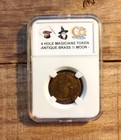 Magicans Token Rare Antique  4 Hole Moon Face Brass-copper-bronze