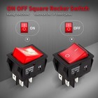 3pack 30a 250v Kcd2 Kcd4 Rocker Switch Dpst 4 Pin Red Lighted 120v Rocker Toggle