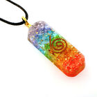 7 Chakra Rainbow Layered Orgone Pendant   Cord Necklace Emf   5g Protection