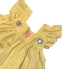 Vintage Adorable Yellow Gingham Heart Flowers Baby Girl Dress Ruffle Sleeves 24m