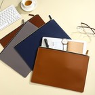 Pu Leather Zipper File Bag-large Capacity Business Pouch For Document   Receipt