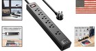 1680 Joules Surge Protector Power Strip - 6 Outlets   Usb Charging - 6ft