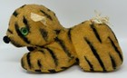 Vintage Tiger Plush Stuffed Animal Soft Toy Striped Cat Green Eyes  ear Flaw 