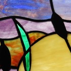 River Of Goods Stained Glass Panel 14  Horizontal Hanging Wall Landscapes Purple