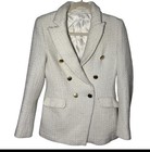 Zara White Textured Double-breasted Blazer With Gold-tone Buttons  Size M