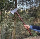 Custom Handmade Carbon Steel Blade Long Handed Viking Axe  Hunting Axe Camping 
